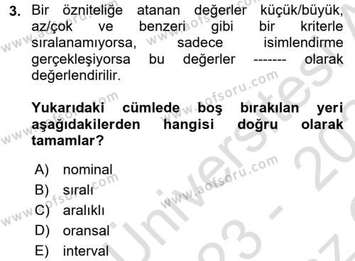 İşletme Bilgi Sistemleri Dersi 2023 - 2024 Yılı Yaz Okulu Sınavı 3. Soru