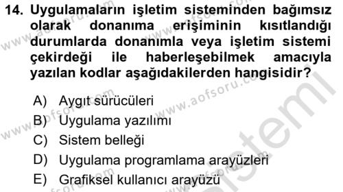 İşletme Bilgi Sistemleri Dersi 2024 - 2025 Yılı (Vize) Ara Sınavı 14. Soru