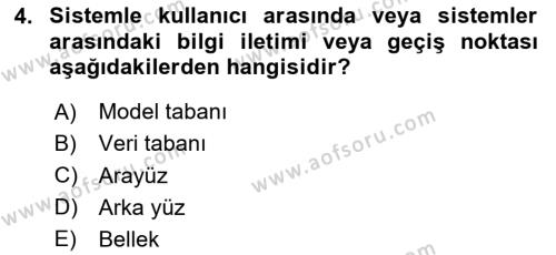 İşletme Bilgi Sistemleri Dersi 2024 - 2025 Yılı (Vize) Ara Sınavı 4. Soru