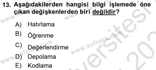 Pazarlamaya Giriş Dersi 2020 - 2021 Yılı Yaz Okulu Sınavı 13. Soru