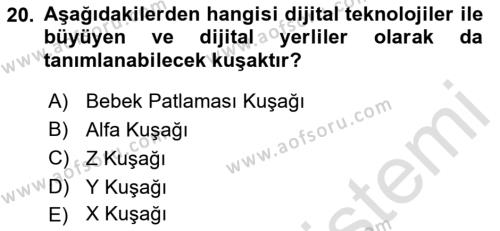 Pazarlamaya Giriş Dersi 2021 - 2022 Yılı (Vize) Ara Sınavı 20. Soru