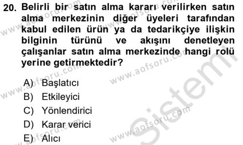 Pazarlamaya Giriş Dersi 2021 - 2022 Yılı (Final) Dönem Sonu Sınavı 20. Soru