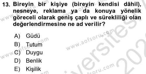 Pazarlamaya Giriş Dersi 2021 - 2022 Yılı Yaz Okulu Sınavı 13. Soru