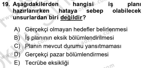 Teknoloji,İnnovasyon Ve Girişimcilik Dersi 2020 - 2021 Yılı Yaz Okulu Sınavı 19. Soru