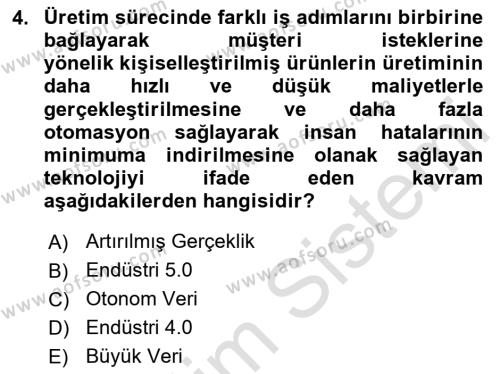 Teknoloji,İnnovasyon Ve Girişimcilik Dersi 2020 - 2021 Yılı Yaz Okulu Sınavı 4. Soru