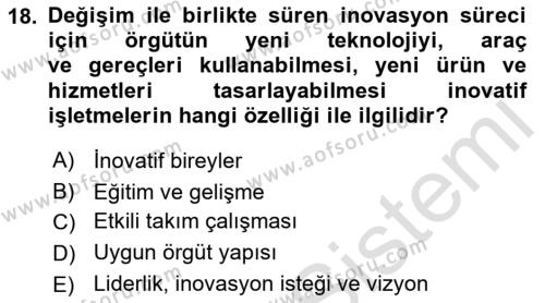 Teknoloji,İnnovasyon Ve Girişimcilik Dersi 2021 - 2022 Yılı (Vize) Ara Sınavı 18. Soru