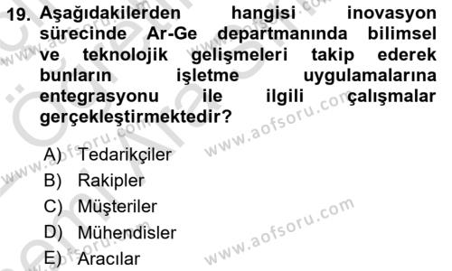 Teknoloji,İnnovasyon Ve Girişimcilik Dersi 2021 - 2022 Yılı (Vize) Ara Sınavı 19. Soru