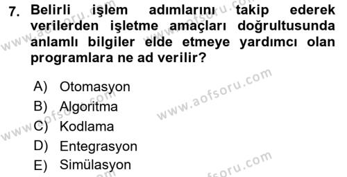 Teknoloji,İnnovasyon Ve Girişimcilik Dersi 2021 - 2022 Yılı (Vize) Ara Sınavı 7. Soru