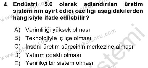 Teknoloji,İnnovasyon Ve Girişimcilik Dersi 2021 - 2022 Yılı (Final) Dönem Sonu Sınavı 4. Soru