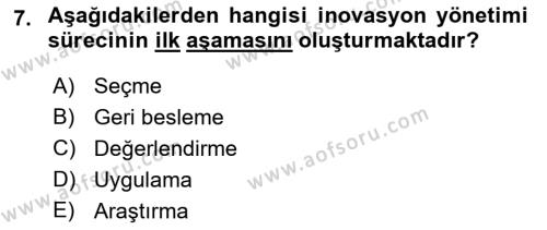 Teknoloji,İnnovasyon Ve Girişimcilik Dersi 2021 - 2022 Yılı (Final) Dönem Sonu Sınavı 7. Soru