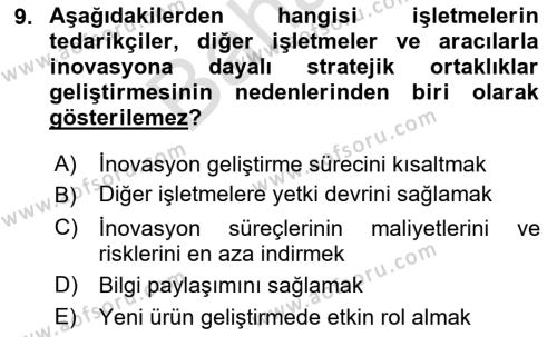 Teknoloji,İnnovasyon Ve Girişimcilik Dersi 2021 - 2022 Yılı (Final) Dönem Sonu Sınavı 9. Soru