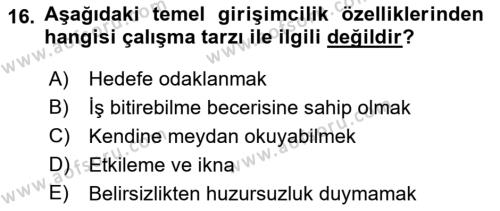 Teknoloji,İnnovasyon Ve Girişimcilik Dersi 2021 - 2022 Yılı Yaz Okulu Sınavı 16. Soru