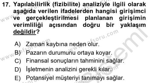 Teknoloji,İnnovasyon Ve Girişimcilik Dersi 2021 - 2022 Yılı Yaz Okulu Sınavı 17. Soru