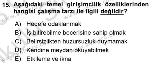 Teknoloji,İnnovasyon Ve Girişimcilik Dersi 2022 - 2023 Yılı Yaz Okulu Sınavı 15. Soru