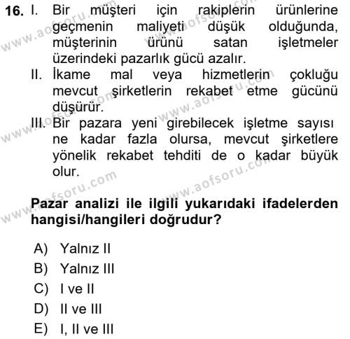 Teknoloji,İnnovasyon Ve Girişimcilik Dersi 2022 - 2023 Yılı Yaz Okulu Sınavı 16. Soru