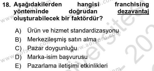 Teknoloji,İnnovasyon Ve Girişimcilik Dersi 2022 - 2023 Yılı Yaz Okulu Sınavı 18. Soru