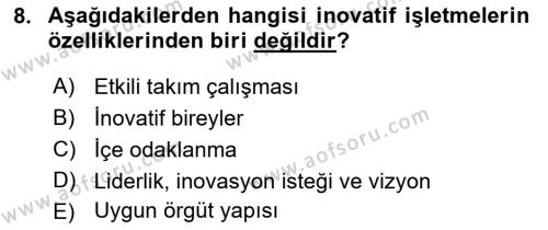 Teknoloji,İnnovasyon Ve Girişimcilik Dersi 2022 - 2023 Yılı Yaz Okulu Sınavı 8. Soru