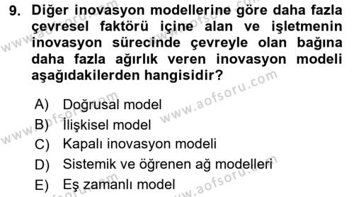 Teknoloji,İnnovasyon Ve Girişimcilik Dersi 2022 - 2023 Yılı Yaz Okulu Sınavı 9. Soru