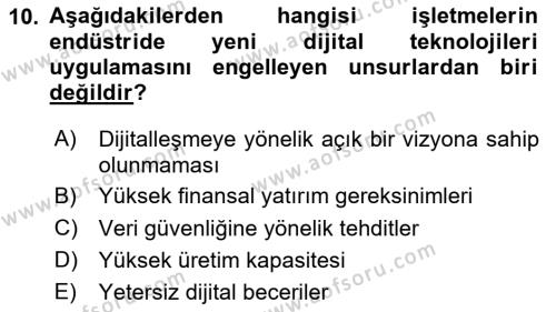 Teknoloji,İnnovasyon Ve Girişimcilik Dersi 2023 - 2024 Yılı (Vize) Ara Sınavı 10. Soru