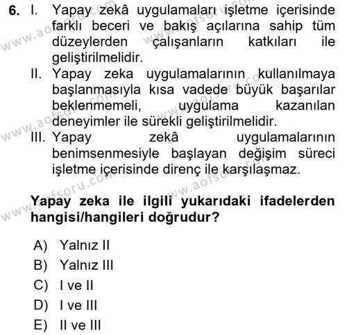 Teknoloji,İnnovasyon Ve Girişimcilik Dersi 2023 - 2024 Yılı (Vize) Ara Sınavı 6. Soru