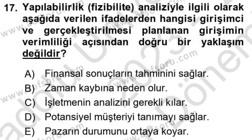 Teknoloji,İnnovasyon Ve Girişimcilik Dersi 2023 - 2024 Yılı (Final) Dönem Sonu Sınavı 17. Soru