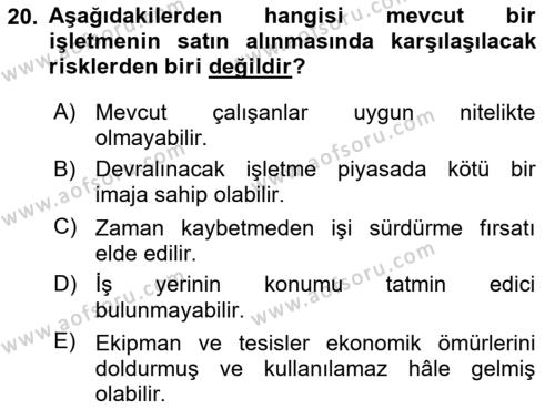 Teknoloji,İnnovasyon Ve Girişimcilik Dersi 2023 - 2024 Yılı (Final) Dönem Sonu Sınavı 20. Soru