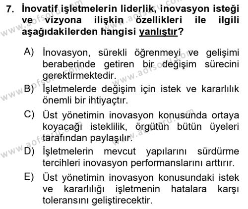 Teknoloji,İnnovasyon Ve Girişimcilik Dersi 2023 - 2024 Yılı (Final) Dönem Sonu Sınavı 7. Soru