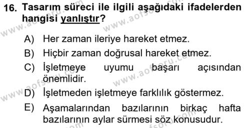 Girişimcilik ve İş Kurma Dersi 2019 - 2020 Yılı (Vize) Ara Sınavı 16. Soru