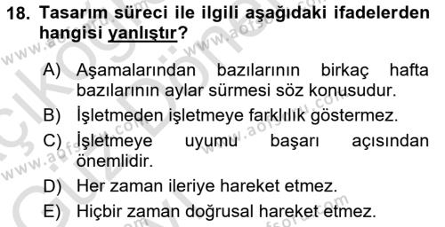 Girişimcilik ve İş Kurma Dersi 2021 - 2022 Yılı (Vize) Ara Sınavı 18. Soru