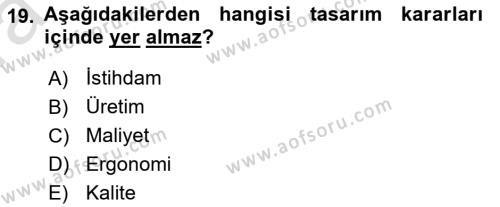 Girişimcilik ve İş Kurma Dersi 2021 - 2022 Yılı (Vize) Ara Sınavı 19. Soru