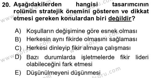 Girişimcilik ve İş Kurma Dersi 2021 - 2022 Yılı (Vize) Ara Sınavı 20. Soru