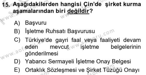 Girişimcilik ve İş Kurma Dersi 2021 - 2022 Yılı (Final) Dönem Sonu Sınavı 15. Soru