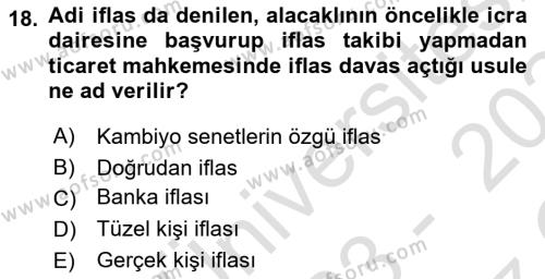 Girişimcilik ve İş Kurma Dersi 2023 - 2024 Yılı Yaz Okulu Sınavı 18. Soru