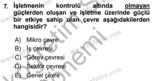 Uluslararası İşletmecilik Dersi 2018 - 2019 Yılı (Vize) Ara Sınavı 7. Soru