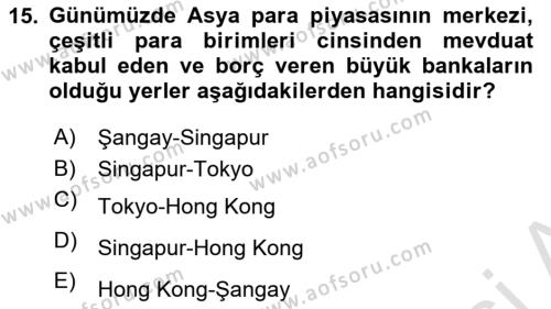 Uluslararası İşletmecilik Dersi 2020 - 2021 Yılı Yaz Okulu Sınavı 15. Soru