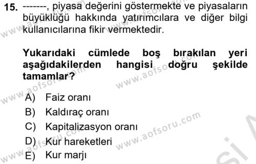 Uluslararası İşletmecilik Dersi 2021 - 2022 Yılı Yaz Okulu Sınavı 15. Soru