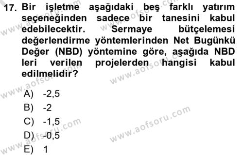 Uluslararası İşletmecilik Dersi 2021 - 2022 Yılı Yaz Okulu Sınavı 17. Soru