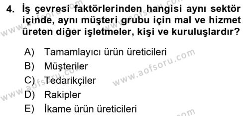 Uluslararası İşletmecilik Dersi 2021 - 2022 Yılı Yaz Okulu Sınavı 4. Soru