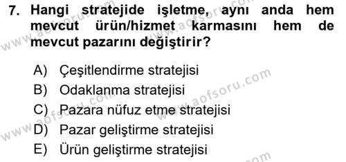 Uluslararası İşletmecilik Dersi 2021 - 2022 Yılı Yaz Okulu Sınavı 7. Soru