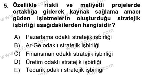 Uluslararası İşletmecilik Dersi 2023 - 2024 Yılı Yaz Okulu Sınavı 5. Soru