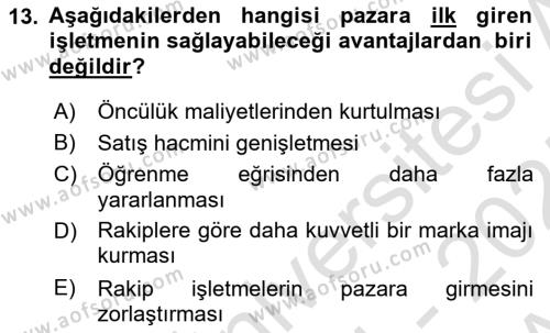 Uluslararası İşletmecilik Dersi 2024 - 2025 Yılı (Vize) Ara Sınavı 13. Soru