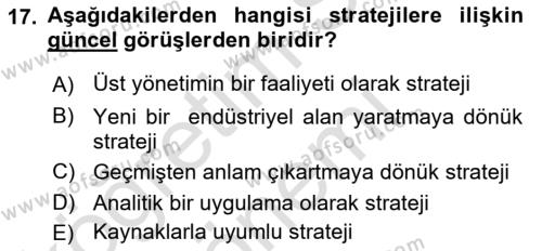 Uluslararası İşletmecilik Dersi 2024 - 2025 Yılı (Vize) Ara Sınavı 17. Soru