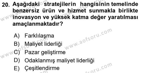 Uluslararası İşletmecilik Dersi 2024 - 2025 Yılı (Vize) Ara Sınavı 20. Soru