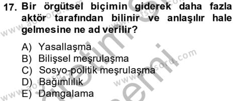 Örgüt Kuramı Dersi 2012 - 2013 Yılı (Vize) Ara Sınavı 17. Soru