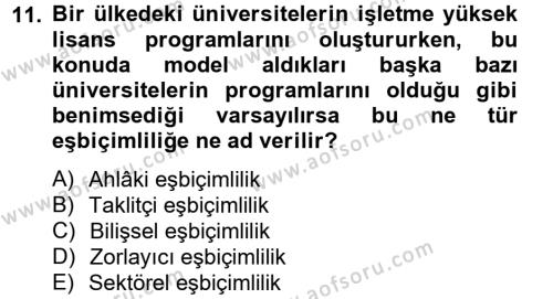 Örgüt Kuramı Dersi 2012 - 2013 Yılı (Final) Dönem Sonu Sınavı 11. Soru