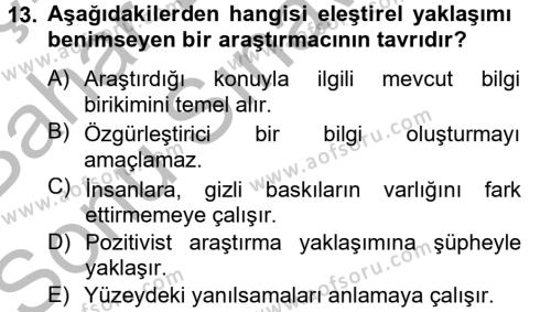 Örgüt Kuramı Dersi 2012 - 2013 Yılı (Final) Dönem Sonu Sınavı 13. Soru