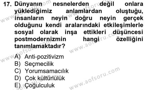 Örgüt Kuramı Dersi 2012 - 2013 Yılı (Final) Dönem Sonu Sınavı 17. Soru