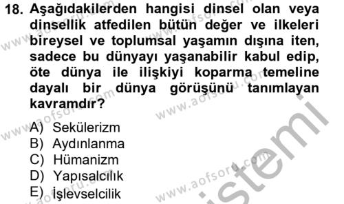 Örgüt Kuramı Dersi 2012 - 2013 Yılı (Final) Dönem Sonu Sınavı 18. Soru