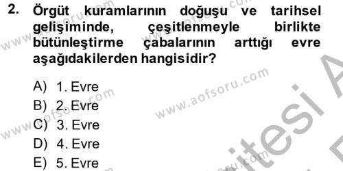 Örgüt Kuramı Dersi 2013 - 2014 Yılı (Vize) Ara Sınavı 2. Soru