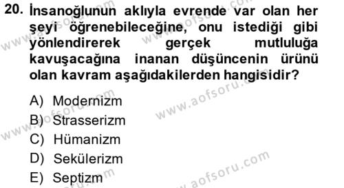 Örgüt Kuramı Dersi 2013 - 2014 Yılı (Final) Dönem Sonu Sınavı 20. Soru